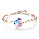 GEORGE · SMITH Bracelet Femme Or Rose avec Coeur Violet Cristal Femme Bracelet Anniversaire Noël Bijoux Cadeau pour Maman Elle Femme