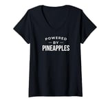 Womens Funny Pineapple Lover Powered by Pineapples V-Neck T-Shirt