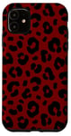 Coque pour iPhone 11 Rouge foncé, points noirs, noir et rouge