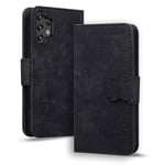 TEDTIKJT Coque pour Samsung Galaxy A13 4G 5G/A04S Etui Protection Housse Premium en Cuir PU Flip Cover Galaxy A04S Magnétique Portefeuille Cover pour Samsung Galaxy A13/A04S, Noir Chat