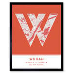 Wuhan China City Map Modern Typography Stylish Letter Framed Word Wall Art Print Poster for Home Décor