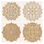 VETPW 4 Grande Pièces Mandala Pochoir Dessin Peinture, Fleurs de Mandala Pochoir à Dessin Réutilisable Plastique Pochoir pour Carrelage, Planchers, Fenêtres, Meubles, Bois, Wall Decor