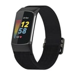 För Fitbit Charge 5 Elastic Nylon Braid Watch Band Black