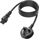 3 Meter Mains Power Lead UK 3-Pin Plug C5 IEC Clover Leaf Cable For Laptop TV PC