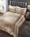 Rapport Home Tiffany Gold Crushed Velvet Double Bedding Duvet Cover Set