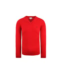 Lacoste Pure New Wool Mens Red Sweater Textile - Size Large