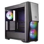 Cooler Master MasterBox MB500 ARGB - Boîtier Moyen tour PC Gamer ATX, panneau demi-maille, 3 x ventilateur 120 mm pré-installés, panneau latéral en verre, flexibles configurations de flux d'air - ARGB