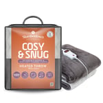 Heated Throw Blanket in Grey Soft Sherpa Fleece - Cosy & Snug by Slumberdown