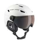 BLACK CREVICE casque ski Silvretta I casque ski avec visière style pilote I différentes couleurs I casque ski hommes & femmes I casque en polycarbonate I casque respirant I taille réglable (XS, Carbone/Blanc)