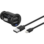 Goobay Apple Lightning billadare (12 W) Adapter för billaddare och Apple Lightning-kabel 1,0 m (svart)