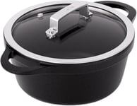 Valira 4140/25 Cocotte Haute Premium de 20 cm fabriqué en Espagne, en Fonte d'aluminium avec Anti-adhérent écologique renforcé, apte pour l'induction, Noir