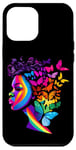 Coque pour iPhone 12 Pro Max Black Art Papillons Femme Afro-Américaine LGBT