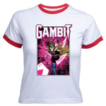 X-Men Gambit Women's Cropped Ringer T-Shirt - White Red - XXL