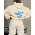 Varm tröja 2- set bokstaven VOL.3 VIT Fox Ny Topp Hoodies Beige Beige M#