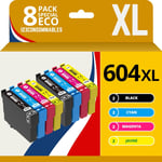 604XL - Pack 8 Cartouches Encre Compatible avec EPSON 604 XL pour Epson Expression Home XP-2200 XP-2205 XP-3200 XP-3205 XP-4200 XP-4205, Workforce WF-2910 WF-2930 WF-2935 WF-2950