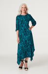 Izabel London Womens Green Paisley Hanky Hem Midi Dress - Size 16 UK