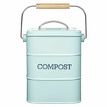 Kitchen Living Nostalgia Metal Kitchen Compost Bin, Duck Egg Blue - LNCOMPBLU