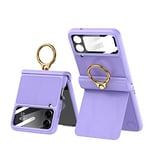 COQUE Galaxy Z Flip 4,Housse de téléphone à Anneau magnétique en Cuir Souple Ultra-Mince,Housse de Téléphone Pliable pour Samsung Galaxy Z Flip 4 5G-Violet