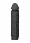 RealRock Black Penis Sleeve Realistic 7" Extension Cock Sheath Add Length Girth