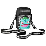 Pokémon Sac Bandoulière Sacoche Enfant Petit Sac Crossbody Bag Multipoches Enfant Ado Idée Cadeau Pikachu Evoli (Noir/Bleu Bulbizarre)