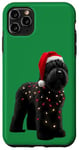 Coque pour iPhone 11 Pro Max Chapeau de Père Noël Terrier Russe Noir Lumières de Noël Propriétaire Chien