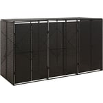 Abri pour poubelle triple Noir 207x80x117 cm Résine tressée Vidaxl Noir