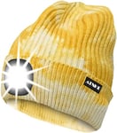 ATNKE LED Bonnet Lampe Frontale,USB Rechargeable Chapeau de Course Ultra Lumineux 4 LED Étanche Lumière Hiver Chaud Phare Cadeaux pour Hommes et Femmes/Tie Dye Yellow