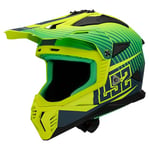 LS2, Casque Moto Cross Fast II Duck Matt Green H-V Yellow, XS