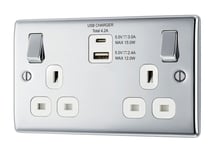 BG NPC22UACW Polished Chrome Double Socket with USB Type A & Type C USB