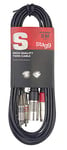 Stagg STC3CMXM S Series Twin RCA Male to Twin XLR Male Cable, Black, 3m