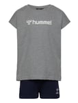 Hmlnova Shorts Set Sport Sets With Short-sleeved T-shirt Grey Hummel