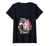 Womens Womens Oktoberfest Unicorn Root Beer Unicorn Cheer V-Neck T-Shirt