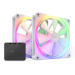 2 Pack 140mm NZXT F140 RGB Fan, White, PWM, High Airflow, 500-1800rpm, 24.85-89.