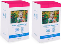 2-Pack Rechange Canon Kp-108In 3115B001(Aa) Cartouche Et Papier, Compatible Avec Canon Selphy Cp1500 Cp1300 Cp1200 Cp1000 Cp910, 6 Cartouches D'Encre 216 Papier Photo 100X 148Mm