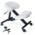 Bodyline Health And Massage - Chaise de bureau ergonomique siège assis-genoux similicuir Balancesteel Couleur: Blanc