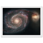 Hubble Space Telescope Image Whirlpool Galaxy M51 Companion Swirling Structures Dust Clouds Gas Spiral Staircases Pink Blue Star Birth Regions Art Pri