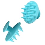 2pcs Blue Hair Shampoo Brush Head Scrubber Soft Silicone Wet Dry Scalp Massa Ggm