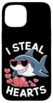 iPhone 15 Cool Shark I Steal Hearts Valentines Day Funny Shark Boy Kid Case