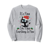 It's Fine I'm Fine Everything Is Fine, Black Cat Xmas Light Sweatshirt