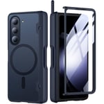 MOBOSI Coque de Protection à charnière magnétique pour Z Fold 5, Porte-Stylo Fold 5, Compatible avec MagSafe, Protection d'écran Avant intégrale pour Samsung Galaxy Z Fold 5, Noir