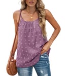 Aokosor Tops for Women Summer Vests Adjustable Strap Swiss Dot Chiffon Sleeveless Tank Purple Size 14-16