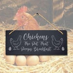 Stukk Warning Coop Protected by Hot Chicken Attack Hanging Chick Shed Sign (The Pet That Poops), Natural Engraved Slate Stone Plaque, 30x12cm (Large)