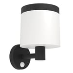 Eglo Applique murale extérieure LED Pantete, lampe solaire avec détecteur de mouvement, éclairage mural d'extérieur, luminaire en plastique noir et blanc, IP44