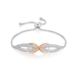 Angelady Bracelet Infini Femme, Bracelet Ajustable Plaqué Argent Or Rose, Bracelet Femme Cadeau Fête des Mères Anniversaire Femme Maman/coffret cadeau exquis