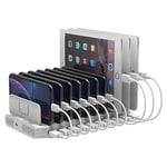 Charging Station for Multiple Devices, Unitek USB Charging Station with Adjustable Dividers, QC 3.0 and SmartIC, Compatible with iPhone, iPad, Tablet