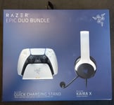 PS5 Razer Epic Duo Bundle Charging Stand & Kaira X Wired Headset New Sealed