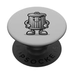 Garbage Trash Can Cartoon Character Design PopSockets Adhesive PopGrip