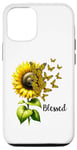 Coque pour iPhone 14 Yellow Sunflower Blessed Butterfly Leopard Print Butterflies