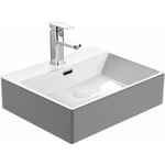 Lavabo de Salle de Bain Suspendu avec Bonde Vidange - Vasque à Poser Blanc - Lave Main en Céramique - Lavabo de Comptoir - 60 x 42 x 14 cm