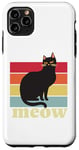 Coque pour iPhone 11 Pro Max Retro Meow Chat Noir Vintage Kitty Lovers Vintage